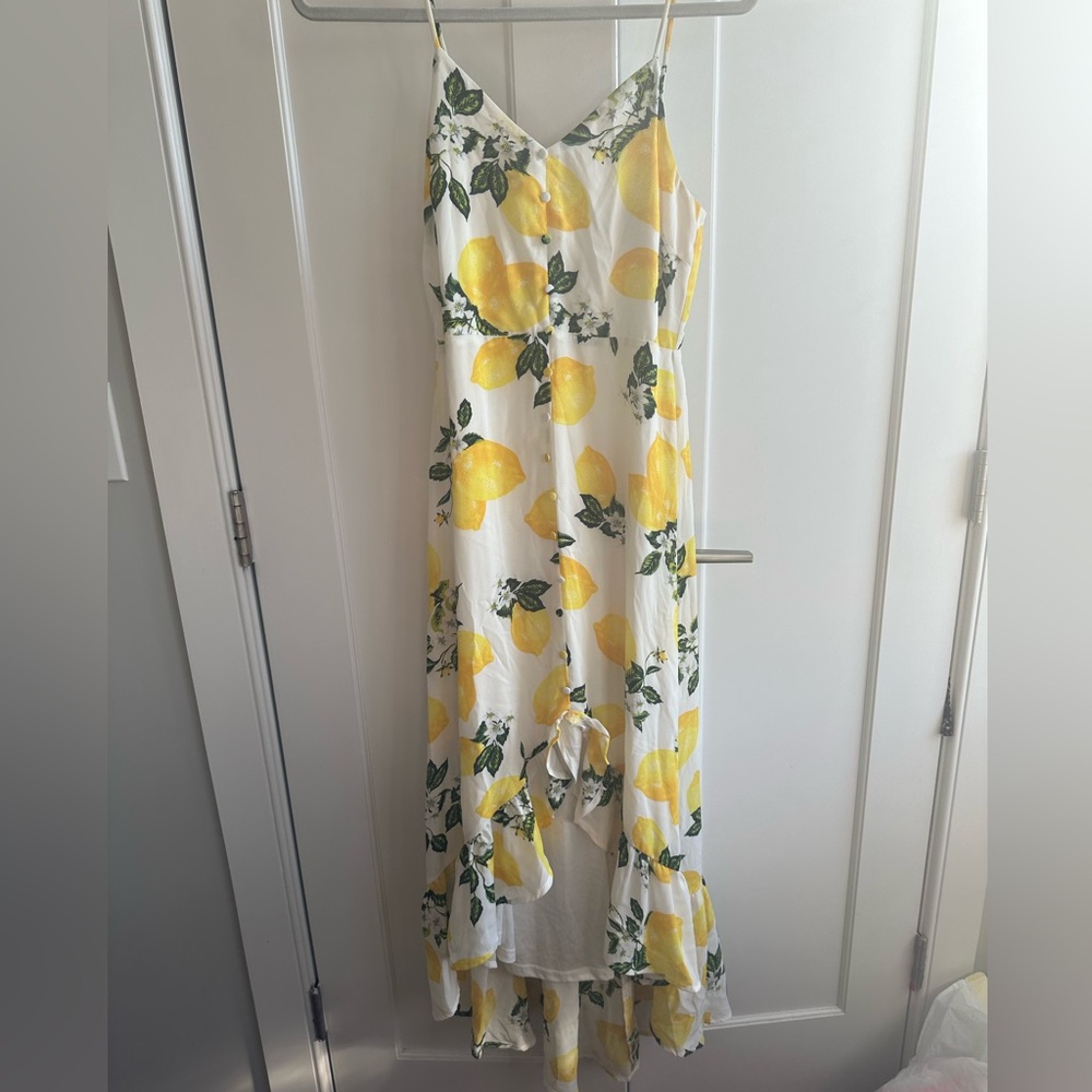 Lulus Lemon Print High-Low Dress - Picture 2 of 5